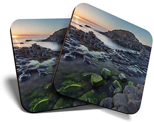 2 x Square Coasters - Giant's Causeway Northern Ireland Cork Backed Home Kitchen Accessory Tea Coffee Mug Mat #45147