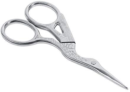 Vintage Schere, klassische Storchschere Edelstahl Sharp Tip Nähschere für DIY Schneider Nähen Handwerk Handarbeiten Kunstwerk(Silber)