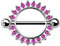 Brustpiercing Schmuck Schild mit Steinkranz in pink, 12 mm Öffnung, Stab und Kugeln aus Titan