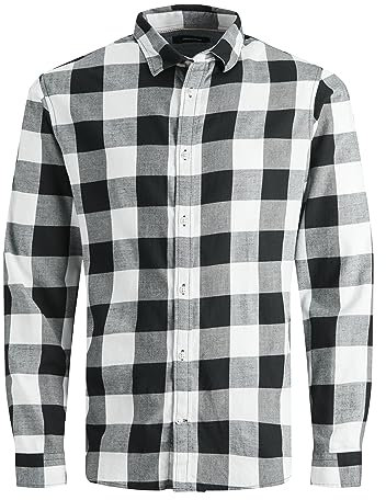 JACK & JONES JJEGINGHAM Twill T-Shirt L/S Noos, Blanc Whisper, XS Hommes
