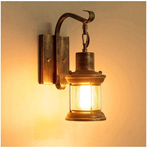 TFCFL Wandleuchte Vintage Antik - Metall und Glas Wandlampe Retro Innen für Landhaus, Dachboden, Terrasse, Restaurant, Café, Wohnzimmer und Studie