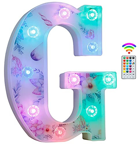 Unicorn Light Up Letters, LED Letter Lights 18 Color Changing Diamond Alphabet Sign Unicorn Gifts for Girls Women Party Birthday Decorations Remote Night Light Christmas Valentine Wall Table Decor - G