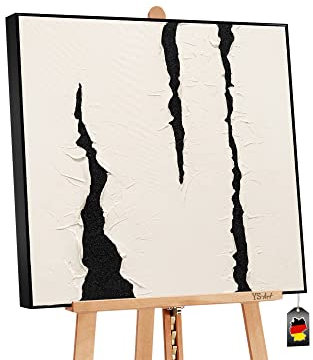 YS-Art Abstrakt Acryl Gemälde auf Leinwand mit Rahmen Erfahrung handgemalte Wandbilder Wohnzimmer minimalistisch modern Wohndekor Bilder echte Kunst 90x90 cm