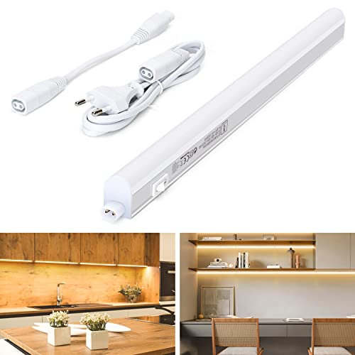 Aigostar Luz LED Cocina con Interruptor 8W 920lm Luces Armarios, Luz blanca cálida 3000K, 230V Regleta LED Bajo Armarios para Cocina, Vestidor, Armario 573 * 22 * 30mm