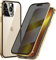Anti-Peep Magnetische Adsorption Hülle für iPhone 13 Pro Max, Anti-Spy Handyhülle 360 Grad Metall Case Privat Screen Schutz doppelseitige Gehärtetes Glas Schutzhülle Anti-Spähen Case Cover,Gold
