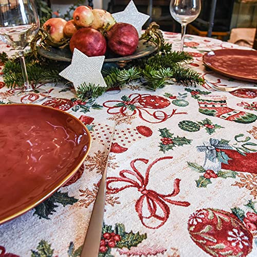 Manifattura Tessile - Weihnachten Gobelin Lurex Tischdecke - Zeichnung 1, Oval x8 220