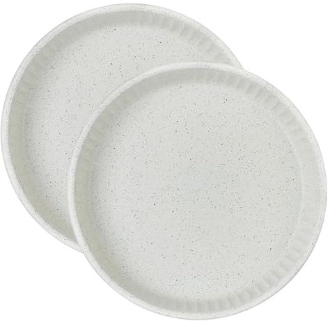 Clear White Glass Ovenware Pie Non Stick Microwave Cooking Dish Tableware Set (Round, 2)