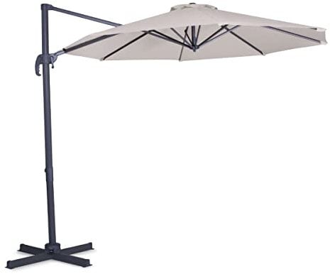 VONROC Sombrilla Voladiza Premium Bardolino Ø300cm Inclinable y Giratoria 360° con Protección UV 50+