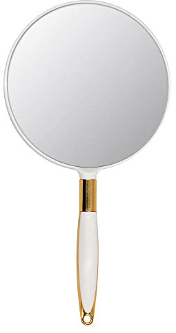 Eaoundm Runder Handspiegel für Make-up-Handspiegel, 17 x 33 cm, Weiß