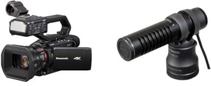 Panasonic HC-X2000E Profi Camcorder (4K Video, Kamera mit Leica Objektiv, 25mm Weitwinkel, 24x optischer Zoom, Autofokus, professionelle Videokamera) & VW-VMS10E-K Stereo-Mikrofon mit 3,5 mm Klinke