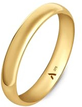 Amberta Allure Unisex Alianza de Oro Amarillo de 9 quilates