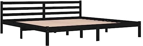 vidaXL Massivholzbett Bettgestell Bett Doppelbett Holzbett Bettrahmen Lattenrost Schlafzimmerbett Schlafzimmermöbel Kiefer 200x200cm Schwarz