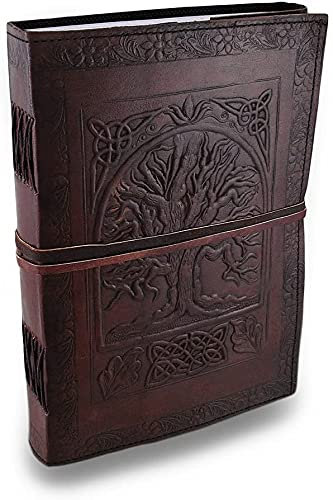 Vintage Leder Handmade Large 10' Embossed Leather Journal Celtic Tree Of Life blank personal Diary notebook refillable gift for Men & Women