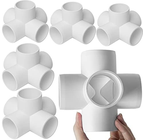 Lot de 6 raccords coudés en PVC de 3,8 cm, 5 voies pour tuyau en PVC SCH40 de 3,8 cm, connecteur de raccord de tuyau en PVC de qualité meuble pour construction de structures en PVC, clôtures de jardin