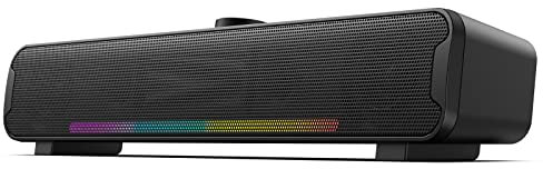 NOOTRY Haut-Parleur USB, Barre de Son PC, Haut-Parleur de Jeu pour Ordinateur avec Son stéréo Surround, Filaire pour Ordinateur Portable, Ordinateur de Bureau -16W avec 6 Modes de Couleur LED