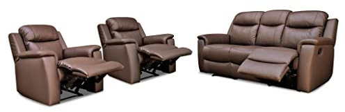 Vente-unique Ledergarnitur Relax 3+1+1 - Braun - Evasion