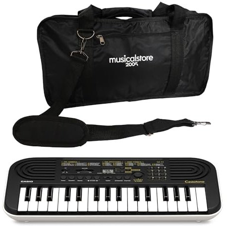SA-51 Mini Tastiera 32 Tasti: Tastiera Digitale Portatile e Leggera per Bambini, Compatibile con Cuffie - MusicalStore2005 (Tastiera SA-51 con Borsa, Nero/Grigio Chiaro)