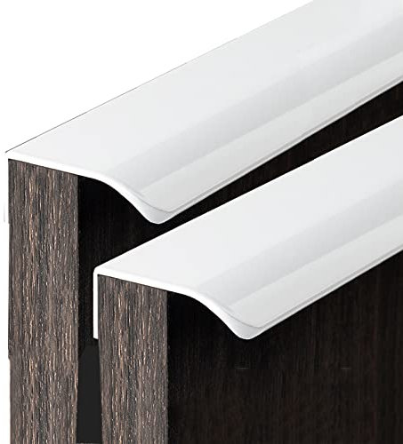 2 Stück Möbelgriff unsichtbar Schrankgriffe Versteckt SchubladenKnöpfe abgerundete Ecken Türgriff Hinterschraubgriff für Schlafzimmer Küche Kleiderschrank Profilgriff (Länge 600mm,reines Weiß)