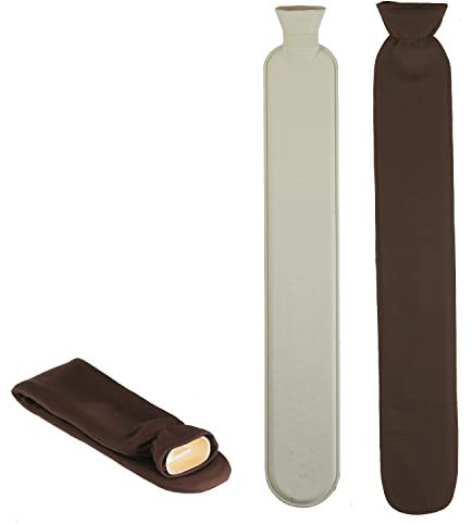 Geschenkestadl XL Wärmflasche 2 Liter Schlauch Extra Lang 72 cm Braun