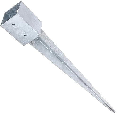 Fence Post Support Spike Holder Metal Drive in Stakes Rust Resistant Bracket Pack of: 1 71mm x 71mm / 750mm (2.8 x 2.8)