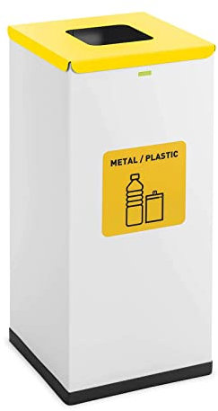 ulsonix ULX-GB5 N Poubelle de recyclage blanc 60 L logo emballages recyclables Poubelle tri sélectif Bac de tri sélectif Ensemble de poubelle/bacs