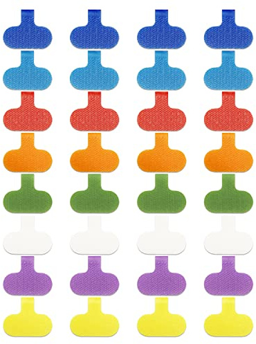 32 Pcs Cable Labels, Multi-Color Write On Cord Wire Label, Cable Tags for Electronics, Computers Cable Management and Identification, Assorted Colors, 1.2 x 0.63