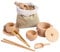 Komsoup Sensory Toys Sensory Bin Tools - Pack of 8 Kids Kitchen Toys With Wooden Scoops and Tongs - For Transfer Work and Fine Motor Skills Development