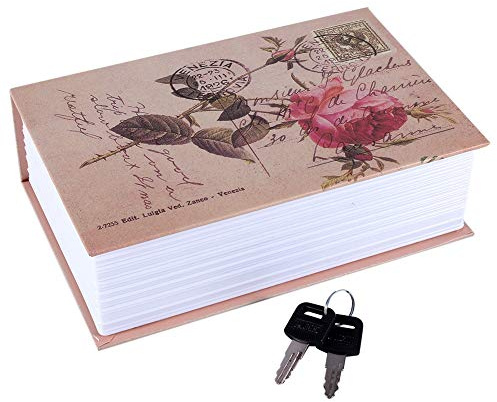 Coffre-fort en forme de livre avec clé - Mini coffre-fort en forme de dictionnaire - Boîte de sécurité secrète pour l'argent liquide, bijoux (type journal rose)