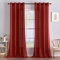 MIULEE Gardinen Vorhänge Schlafzimmer Vorhang Rot Gardine Wohnzimmer Leinenoptik Gardinen mit Ösen Fenster Halbtransparent Vorhang Modern Innen Balkontür Küche Vorhänge 140 x 215 cm