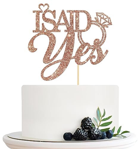 Halodete Tortenaufsatz, I Said Yes, She Said Yes, Tortenaufsatz, Hochzeit, Verlobung, Party, Kuchendekorationen, Roségold, Glitzer