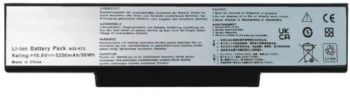 FESTAS 5200mAh Neu A32-k72 A32-N71 Laptop Ersatz Akku für Asus X73S X73B X73SV X73S A72 a73s X72J X72D X7BS X7BJ X73D K72 K72F K72J K73S K73SV N71 N71J N73S N73SV K72D K72DR K72DY K72JK K72JR pro7BS