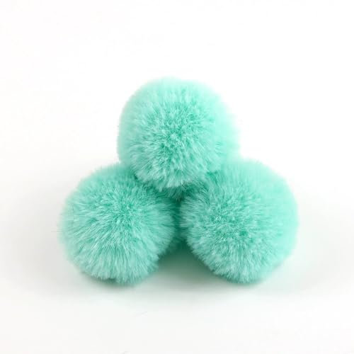 SYSUII 20 Stück Fellbommel Pompon Kunstfell Pompon 4cm Künstliche Fellbommel für StrickMützen und Beanies Taschenanhänger Schlüsselanhänger Anhängern Basteln Waschbär Haarkugel Anhänger DIY-Grün