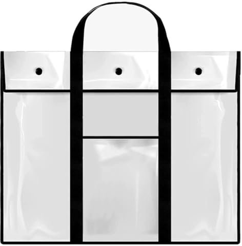 Oaygat Art A2/A3/A4 Art Portfolio Case PVC Storage Pocket Bag 25.5x31.5 Inch Large Waterproof Portfolios Artist Bag Bulletin Board Poster Artist Portfolios Carry Bag Clear Files Tote Bag with Handle