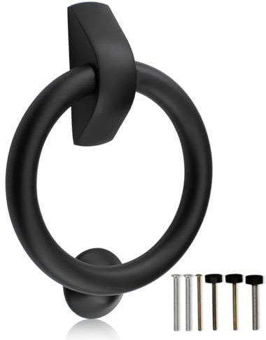 Bwintech 1 Pcs Black Ring Desgin Heavy Duty Door Knocker for Front Door
