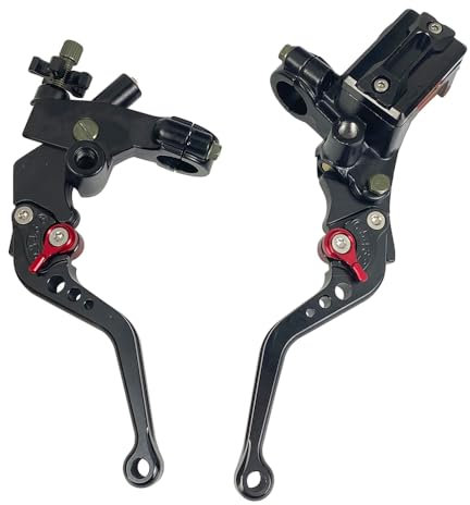 Upgrade 7/8 pulgadas 22 mm Universal Bomba Cilindro Maestro de Freno Palanca de embrague Izquierda Derecha Juego Compatible con Polaris Yama-ha Suzuki Honda Kawa-saki Motocicleta (Negro)
