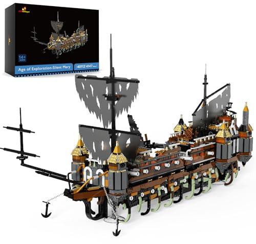 JMBricklayer Pirates Ship Model Building Blocks Kits 40112, Silent Mary Large Black Pearl Ship Construction Model Toy, MOC Navigation Collections Enthusiasts for Adult Kids 14+ (4147 Pieces)