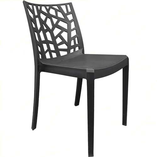 Sicignano | Stuhl Graphit Matrix 55 x 47 x 82 h cm, Kunststoff - stapelbar, UV-beständig, leicht zu reinigen, rutschfest, Möbel für Innen- und Außenbereiche, Bar Pub Garten Terrasse Made in Italy
