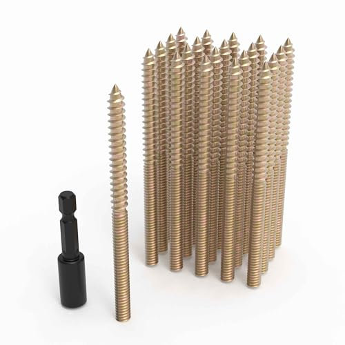 Hanger Bolts,Single Pointed Double Ended Screws 20PCS 1/4 (20, Yellow, 1/4X 4)