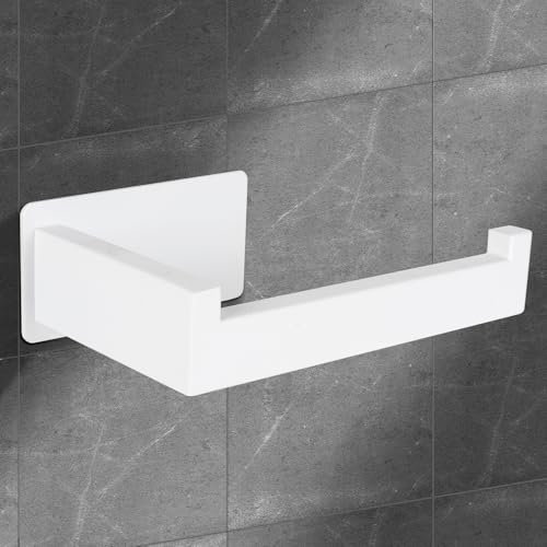JOLY FANG Porta Carta Igienica Senza Foratura, Porta Rotolo Carta Igienica da Parete Autoadesivo Acciaio Inox, Impermeabile Portarotolo Carta Igienica per Bagni e Toilette,Bianco