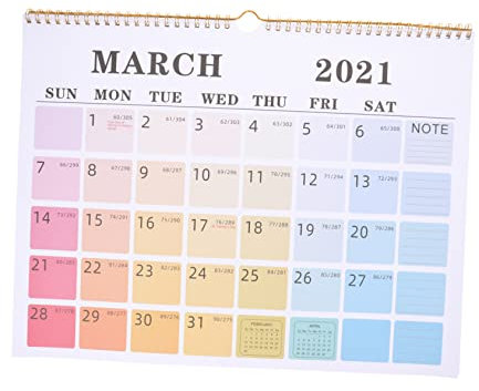 SHINEOFI 1 Stück 2021 Englischer Wandkalender Akademischer 2021 Horizontaler 2021 Jahr Hängekalender 2021 Chinesischer Spule Spiralkalender Bürokalender Papier