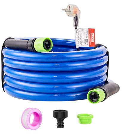 VEVOR Tubo Acqua Riscaldata 4,6 m per Camper, Tubo Acqua Potabile Riscaldato Antigelo fino a -42,7°C, Autoregolante Automatica, ID 158 mm con Set Raccordi Collegamento Rapido, Senza Piombo e BPA
