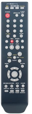 Cortnn 1pc Telecomando Misura for Samsung DVD-VR370 DVD-VR375 DVD-VR375A DVD-R120 DVD-R121 Dvd VCR Lettore Registratore