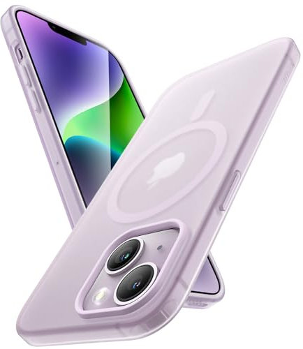 JETech Matt Hülle für iPhone 14 6,1 Zoll Kompatibel mit MagSafe, Nicht Vergilben und Anti-Fingerabdruck, Stoßfest Transluzent Gefrostete TPU Weiche Handyhülle (Violett)