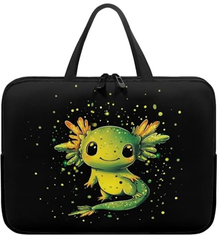 Xoenoiee Funda de transporte para laptop, bolsa portátil compatible con computadora portátil, maletín impermeable para mujeres y hombres, Ajolote verde, 17inch