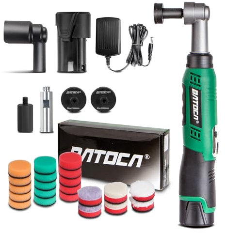 BATOCA S6 Mini Lucidatrice Batteria,Lucidatrice Rotante per Dettagli,Piastra Posteriore 25mm,con Asta di Prolunga,1000 – 5000PRM,Lucidatura per Moto/Barche