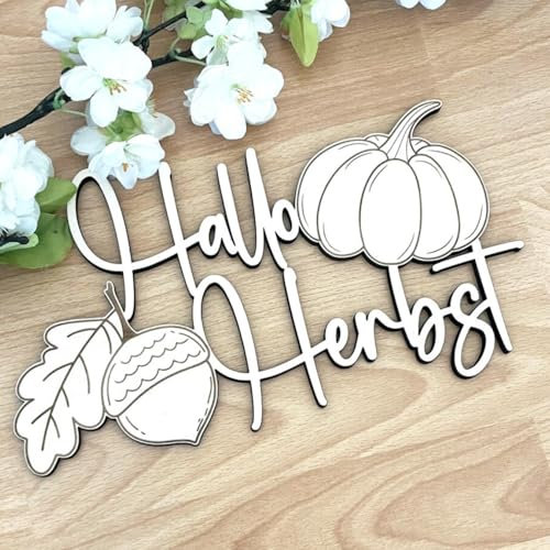NoriKids Türschild aus Holz – Türdeko mit Schriftzug Hallo Herbst