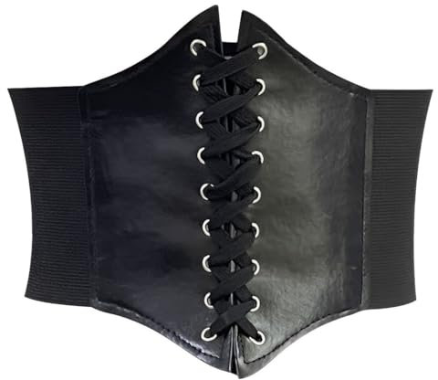 NJCXOLA Corsetto Donna Nero, Cintura Elastica, Stile Retr, Per Costume da Donna di Carnevale