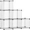 HOMCOM Steckregal, Regalsystem mit 6 Fächern, DIY Würfelregal aus Drahtgitter, Stufenregal für Wohnzimmer, Schlafzimmer, Schwarz, 109 x 37 x 109 cm