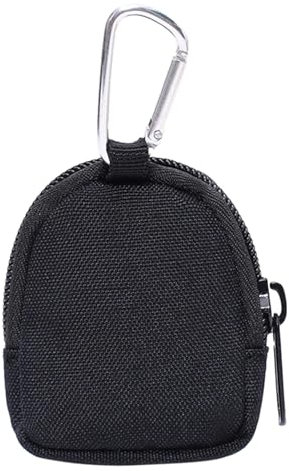 Porte-monnaie rond avec fermeture éclair et mousqueton, style sac à dos, porte-monnaie pour homme, petite pochette ronde comme portefeuille à monnaie, Noir , Refer to description, Unisexe