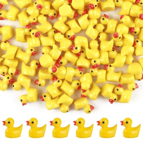 SYHSYC Mini Enten Harz 100 Stück, Gelb Kleine Enten Mini Resin Ducks Figuren, kleine Enten Figuren Zum Basteln Benutzt für Aquarium Miniaturgarten DIY Potting Micro Landschaft Dekoration